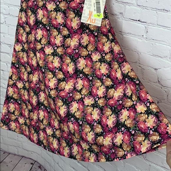 NEW Stretch Azure Skirt vibrant Floral print Knee length adjustable yoga waist - Picture 6 of 8